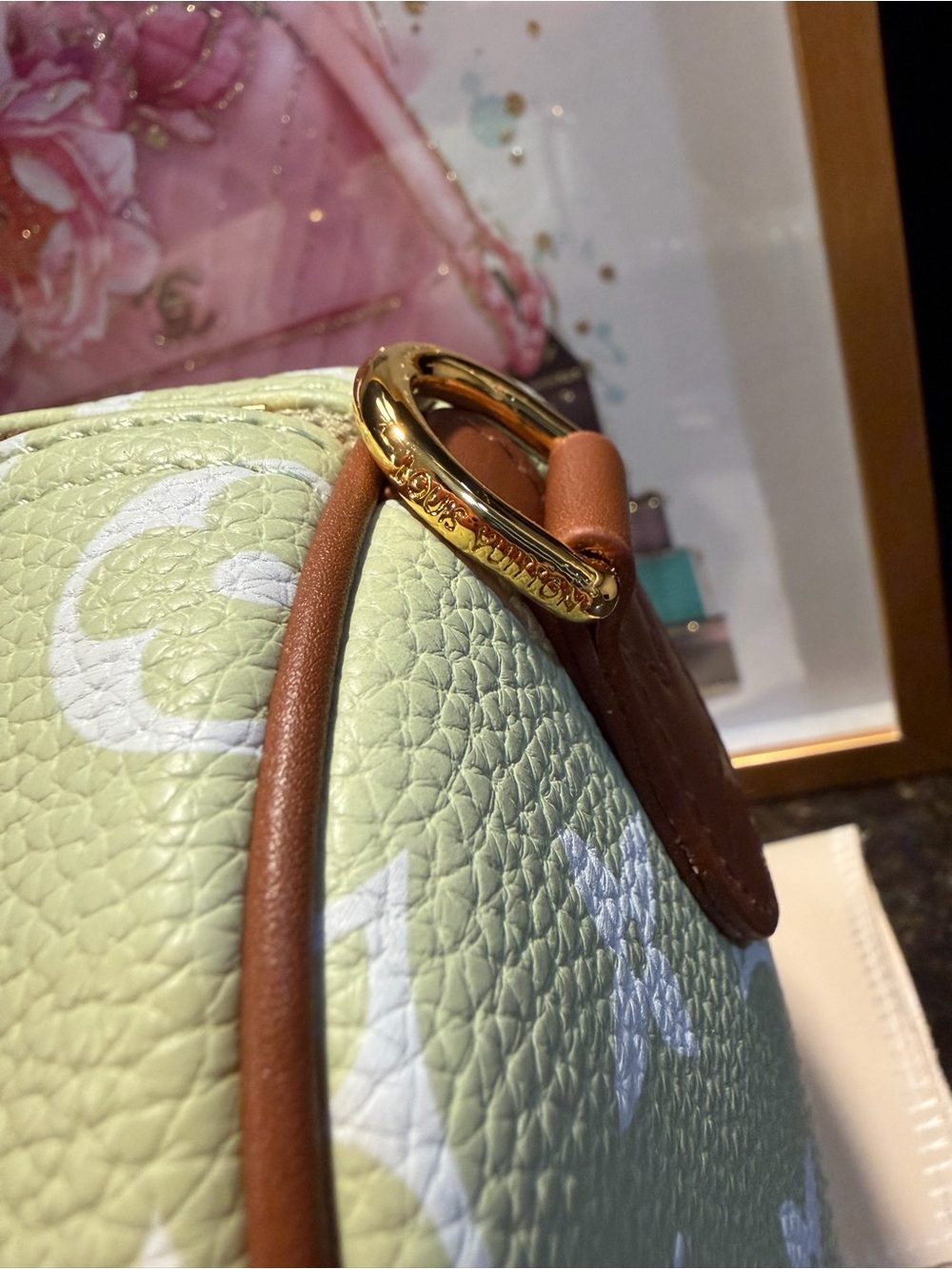 Pale Green & White Monogram 25 Satchel - Picture 5 of 12